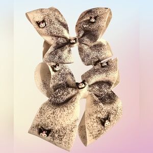 Handmade Kuromi Hair Bow Set Sanrio Kawaii Glitter Grosgrain Alligator Clips 4″